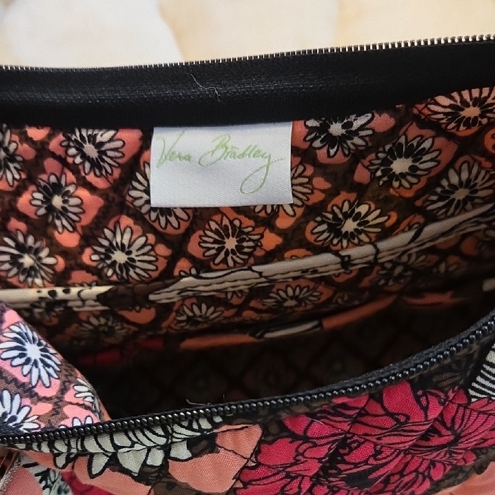 Vera Bradley On The Go Mocha Rouge Floral Shoulder Crossbody Bag - Picture 2 of 6